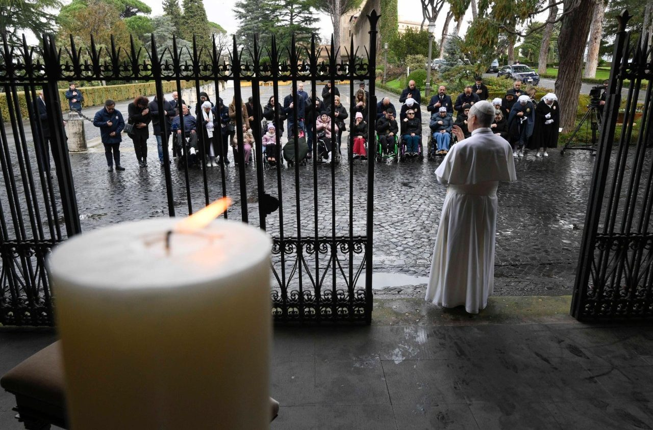 Pope Leo prays with the sick at Vatican Gardens' Lourdes Grotto
