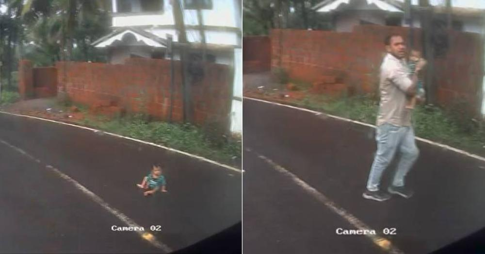 കൊണ്ടോട്ടിയില്‍ നടുറോഡില്‍ മുട്ടിലിഴഞ്ഞെത്തി പിഞ്ചുകുഞ്ഞ്; രക്ഷകരായി ബസ് ജീവനക്കാർ